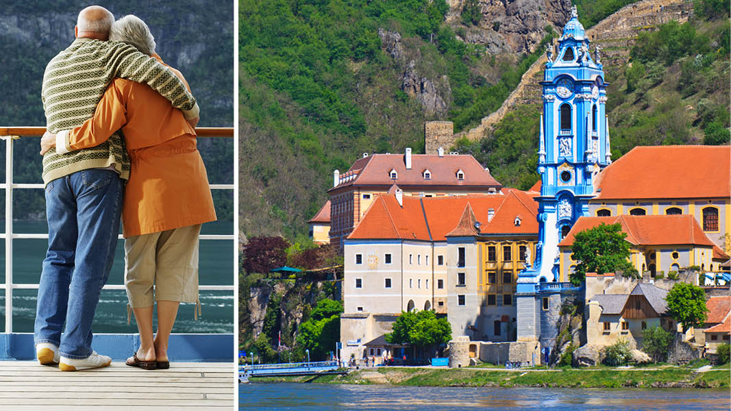 Den lille østrigske by Dürnstein ved floden Donau